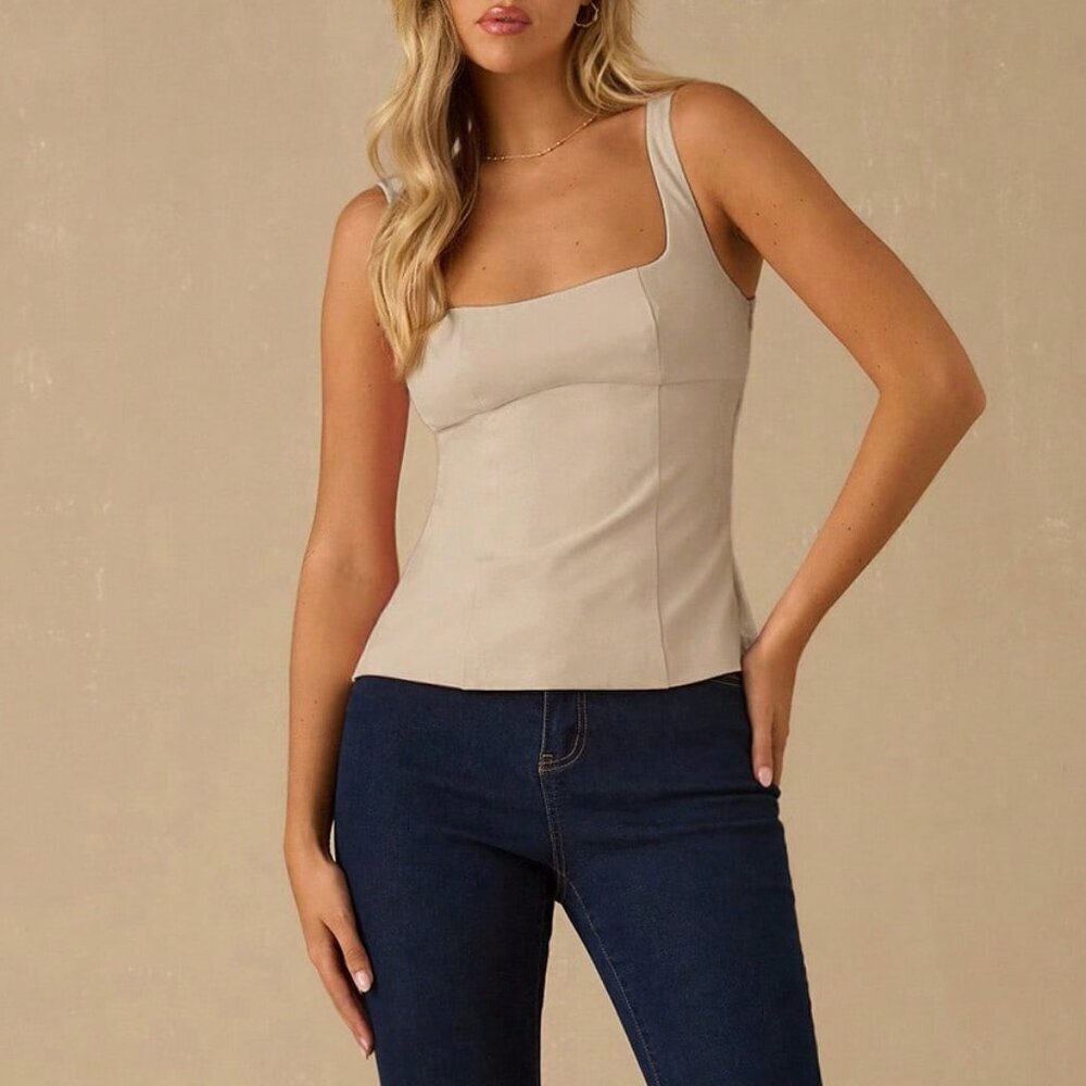 Khaki Elegant Women's Bowknot Top